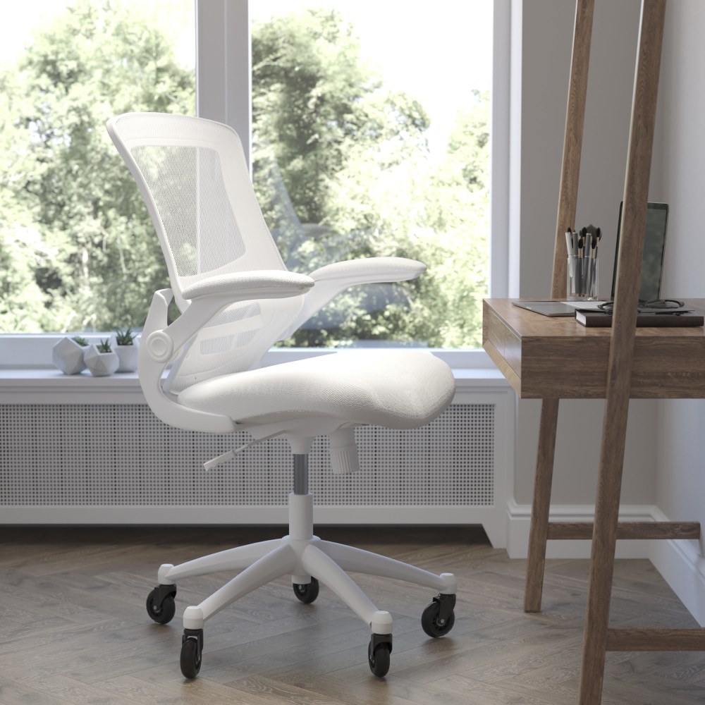 Flash Furniture Kelista Ergonomic Mesh Mid-Back Swivel Task Chair, White MPN:BLX5MWHWHRLB