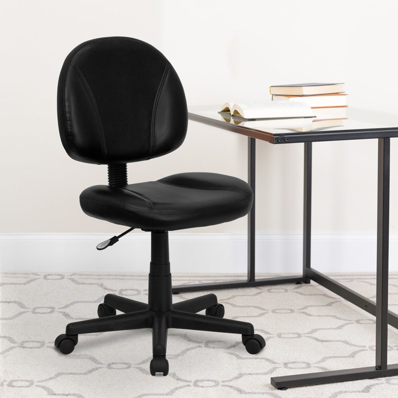 Flash Furniture LeatherSoft Faux Leather Mid-Back Ergonomic Swivel Chair, Black MPN:BT-688-BK-GG