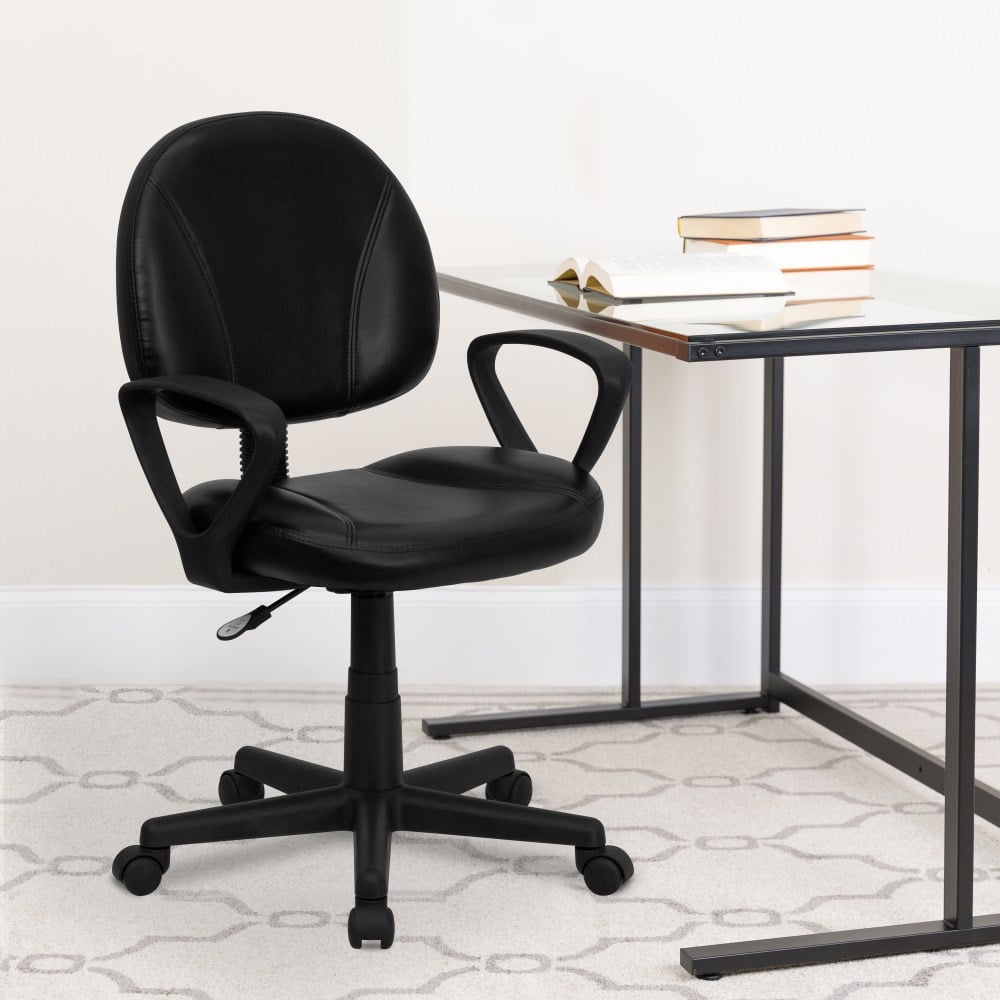 Flash Furniture Ergonomic LeatherSoft Mid-Back Swivel Task Chair, Black MPN:BT688BKA