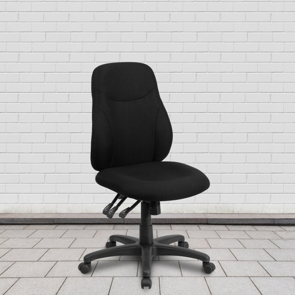 Flash Furniture Ergonomic Fabric Mid-Back Multi-Function Swivel Task Chair, Black MPN:BT90297M