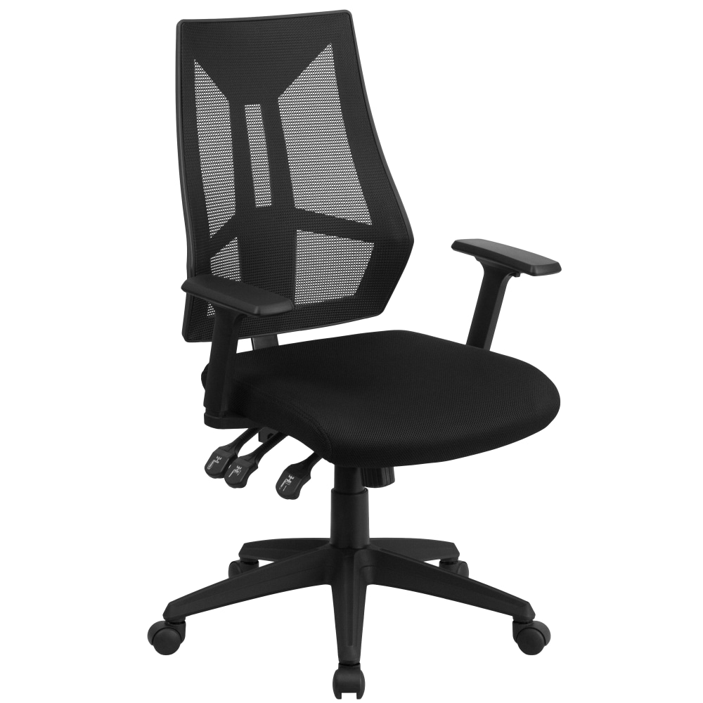 Flash Furniture High Back Mesh Multifunction Swivel Ergonomic Task Office Chair with Adjustable Arms, Black MPN:HL0017