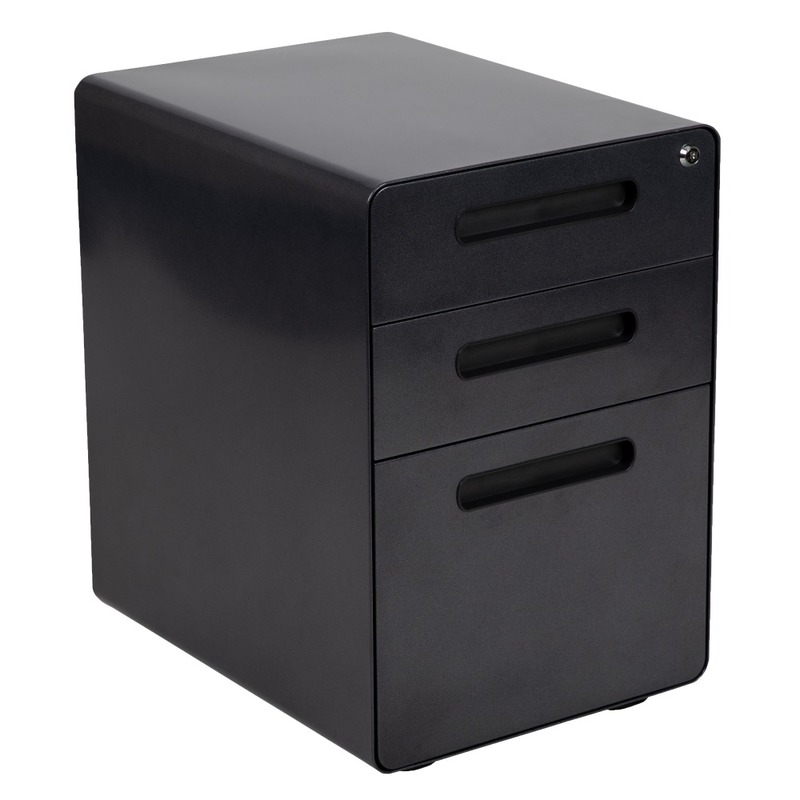 Flash Furniture Ergonomic 21inD Vertical 3-Drawer Mobile Locking File Cabinet, Black MPN:HZ-AP53501BK