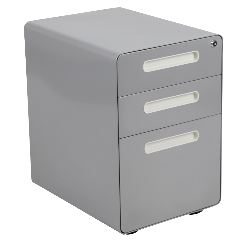 Flash Furniture Ergonomic 21inD Vertical 3-Drawer Mobile Locking File Cabinet, Gray MPN:HZ-AP53501GRY