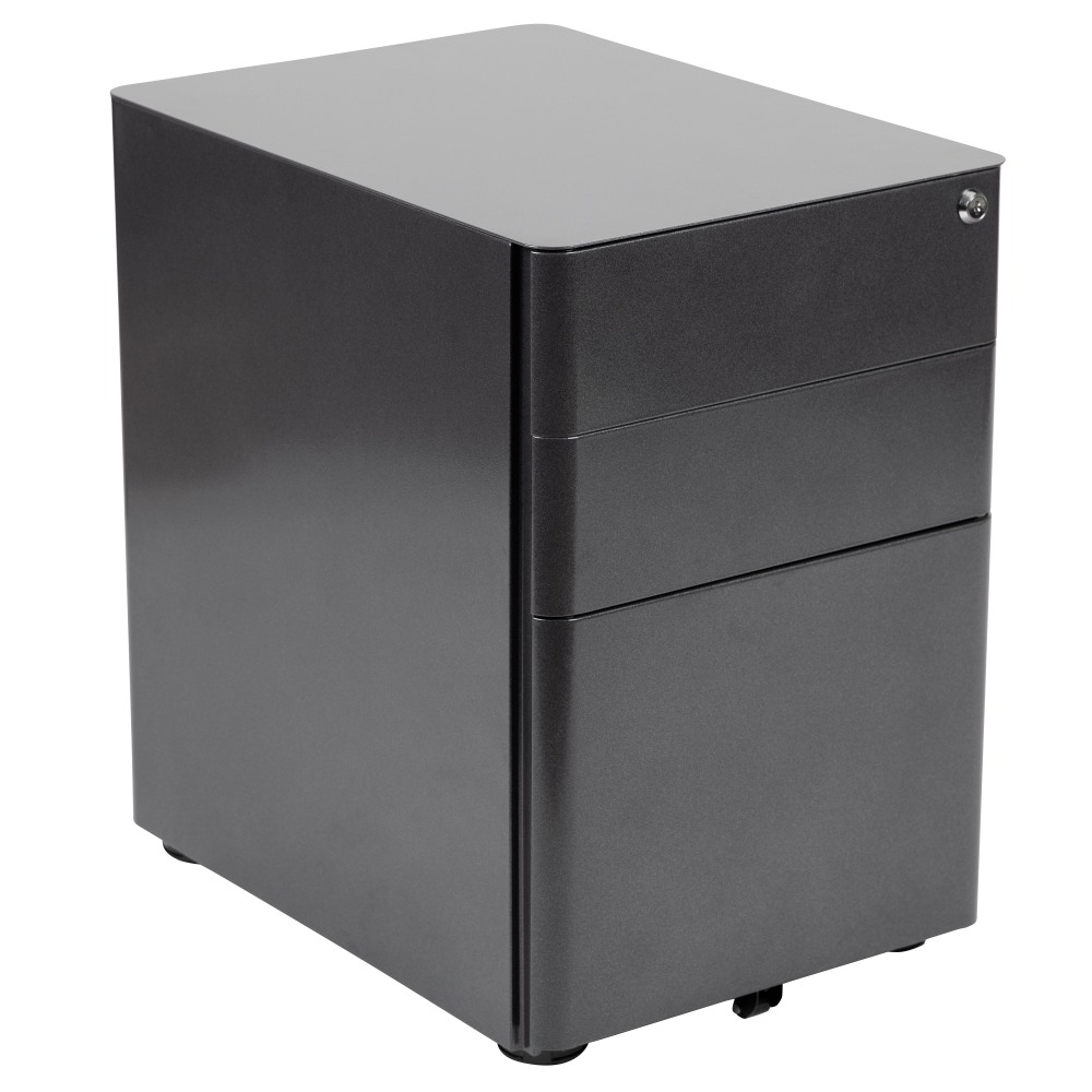 Flash Furniture Modern 21inD Vertical 3-Drawer Mobile Locking File Cabinet, Black MPN:HZCHPL01BK