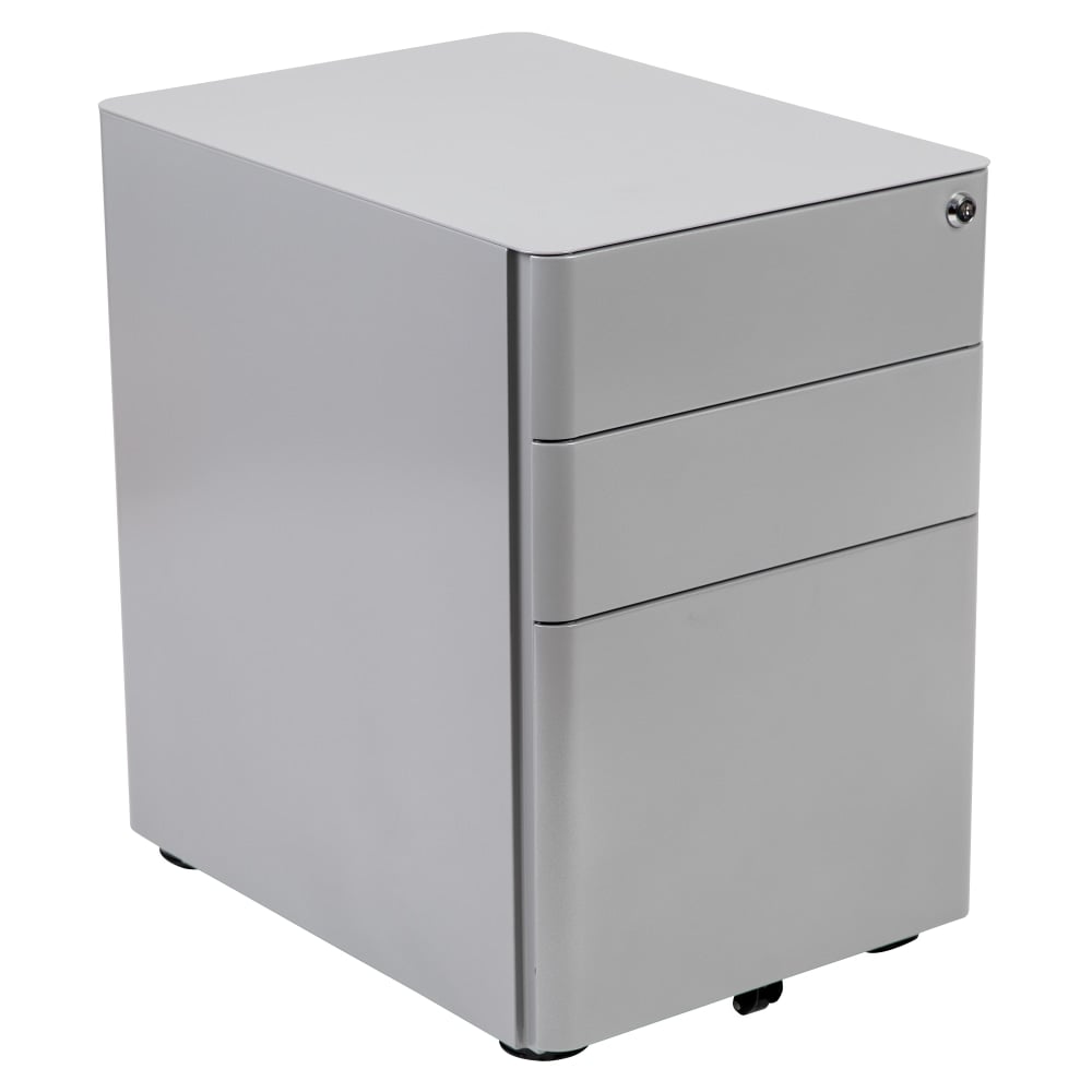 Flash Furniture Modern 21inD Vertical 3-Drawer Mobile Locking File Cabinet, Gray MPN:HZCHPL01GRY