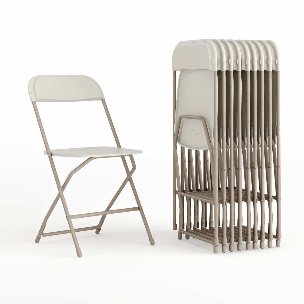 Flash Furniture HERCULES Series Premium Plastic Folding Chairs, Beige, Set Of 10 Chairs MPN:10LEL3BEIGE