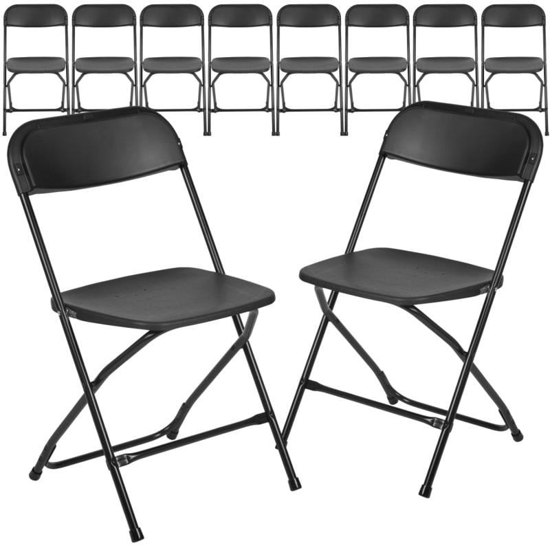 Flash Furniture Hercules Premium Folding Chairs, Set Of 10 Folding Chairs, Black MPN:10LEL3BLACK