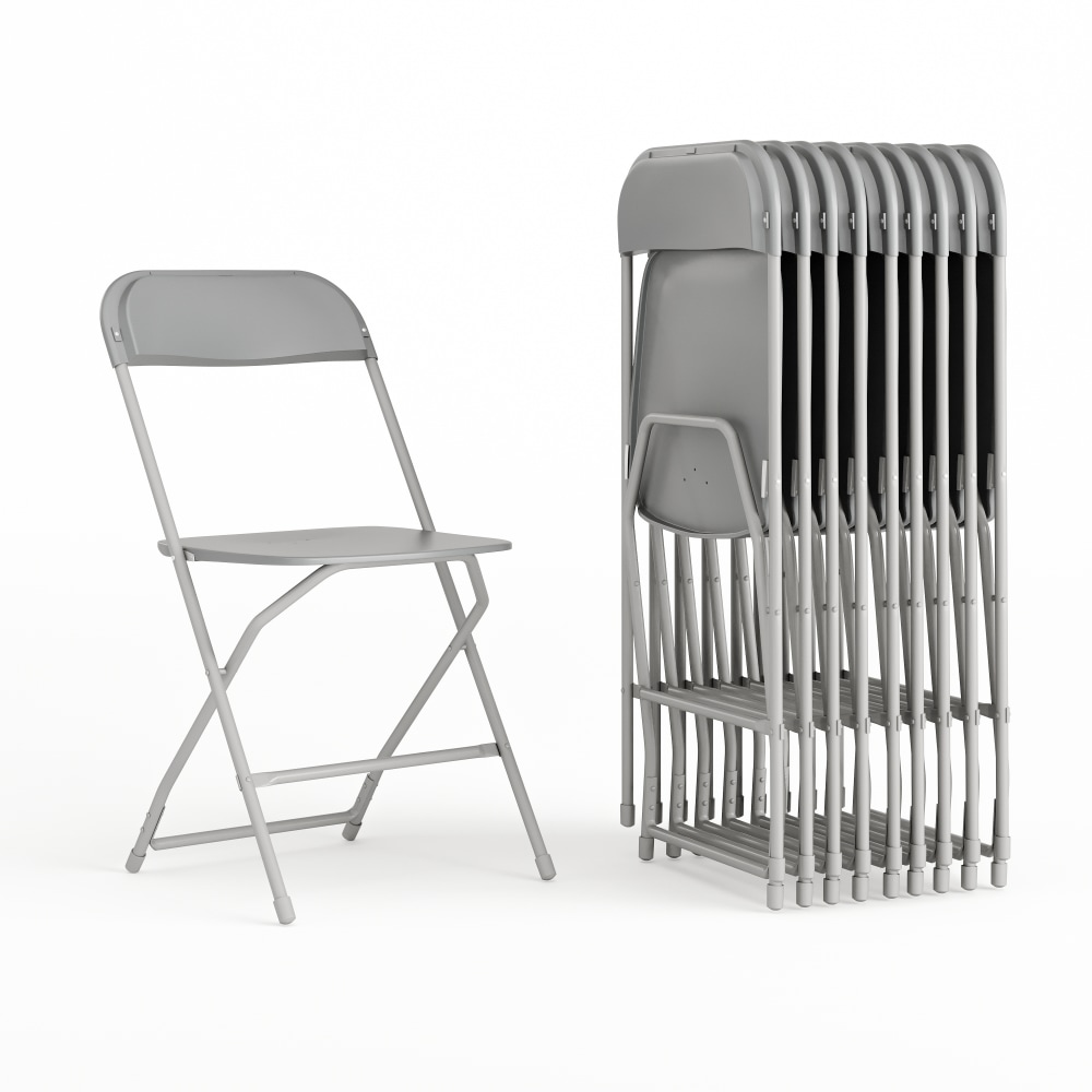 Flash Furniture HERCULES Series Premium Plastic Folding Chairs, Gray, Set Of 10 Chairs MPN:10LEL3GREY