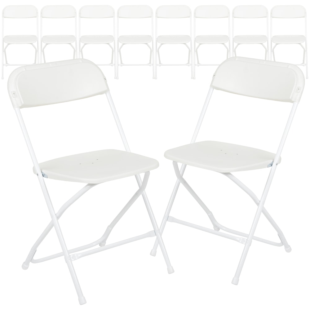 Flash Furniture Hercules Premium Folding Chairs, Set Of 10 Folding Chairs, White MPN:10LEL3WHITE