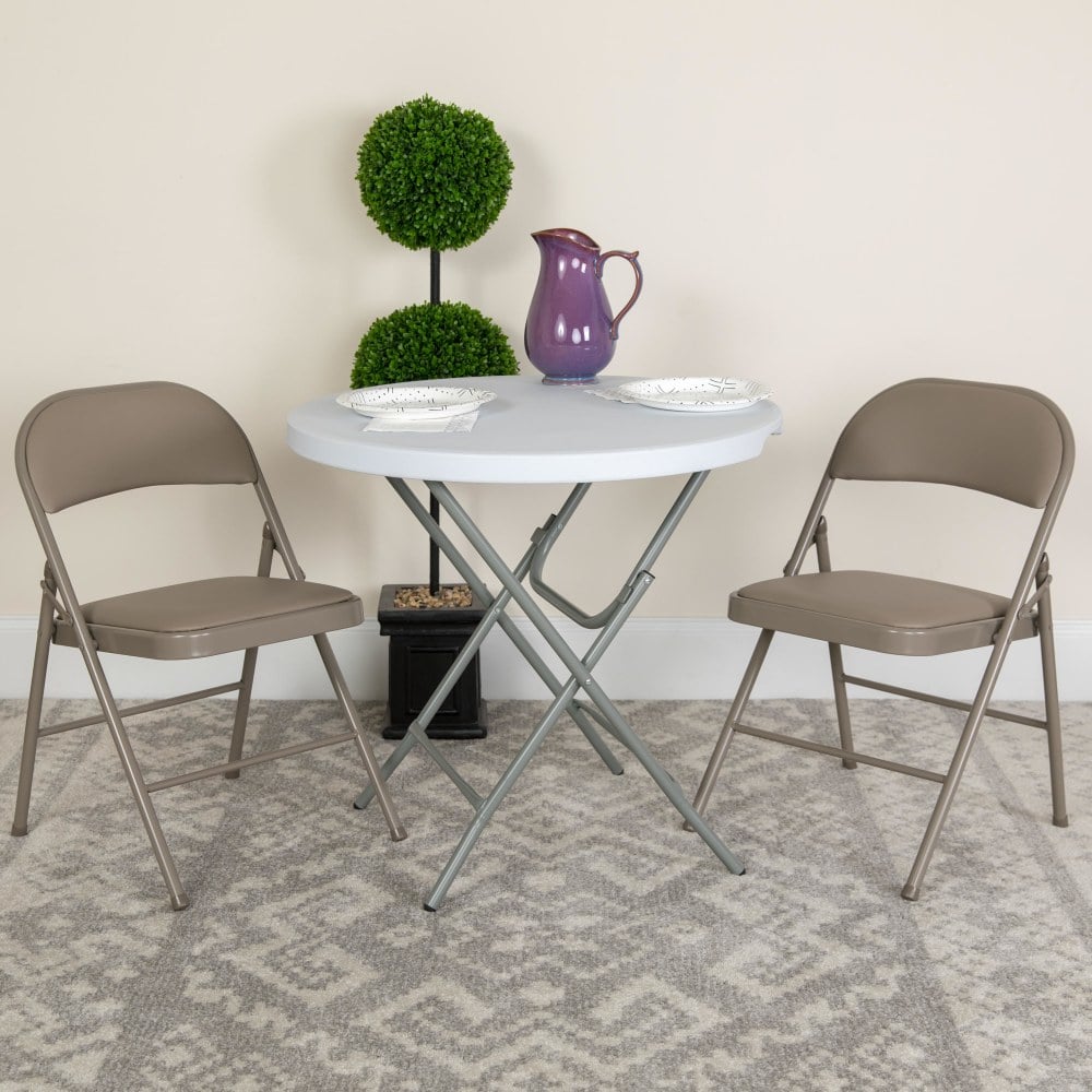 Flash Furniture HERCULES Series Double-Braced Vinyl Folding Chairs, Gray, Pack Of 2 Chairs MPN:2HAF003DGY