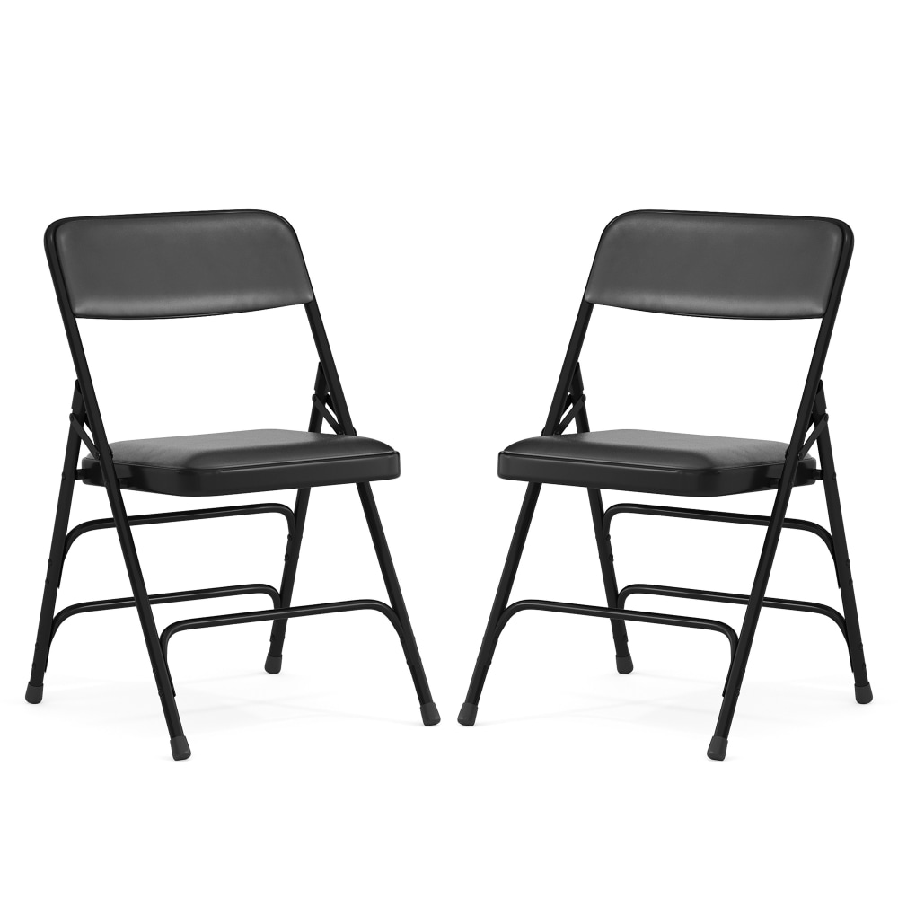 Flash Furniture HERCULES Series Metal Folding Chairs With Padded Vinyl Seats, Black, Pack Of 2 Chairs MPN:2HAMC309AVBK