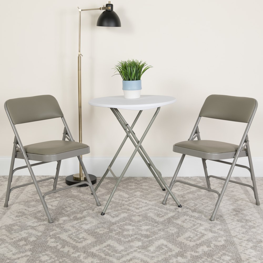 Flash Furniture HERCULES Series Metal Folding Chairs With Padded Vinyl Seats, Gray/Black, Pack Of 2 Chairs MPN:2HAMC309AVGY