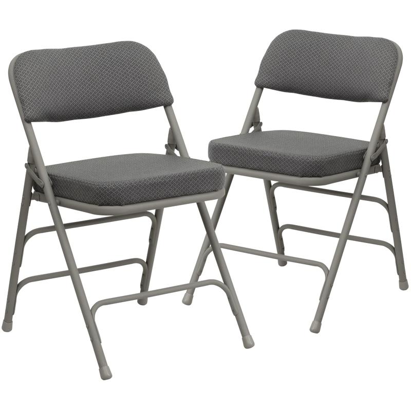 Flash Furniture Hercules Premium Curved Upholstered Folding Chairs, Set Of 2 Chairs, Gray MPN:2HAMC320AFGRY