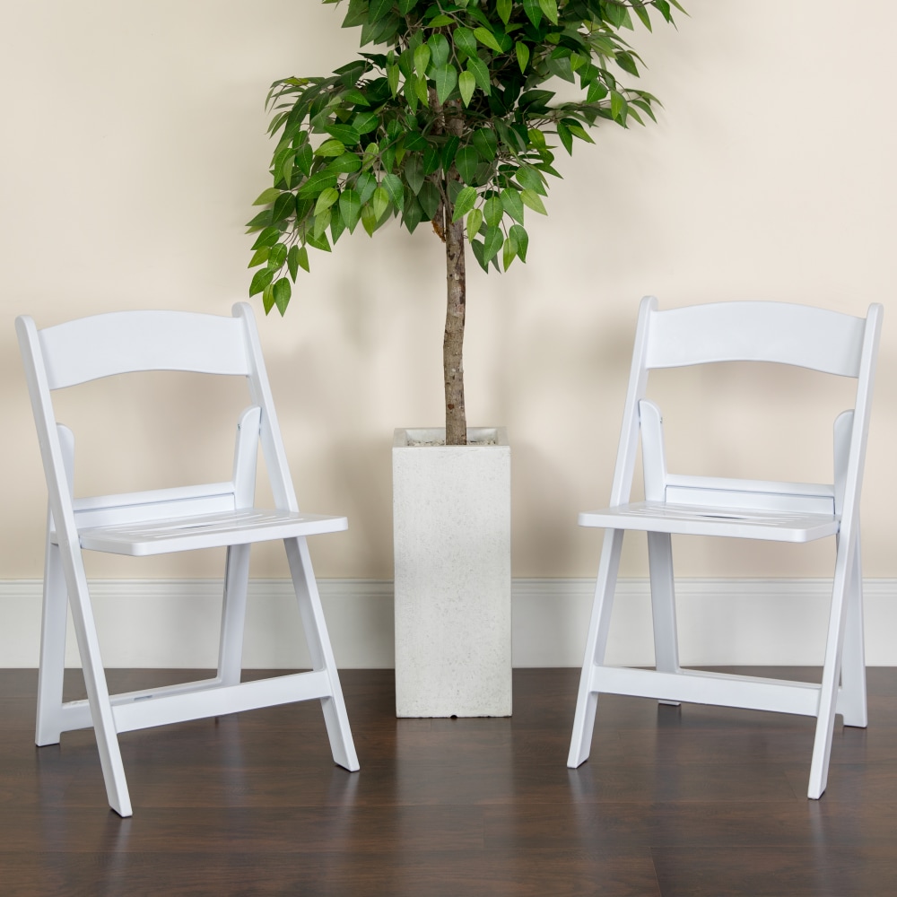 Flash Furniture HERCULES Series 1000-lb Capacity Resin Folding Chairs With Slatted Seats, White, Set Of 2 Chairs MPN:2LEL1WHSLAT