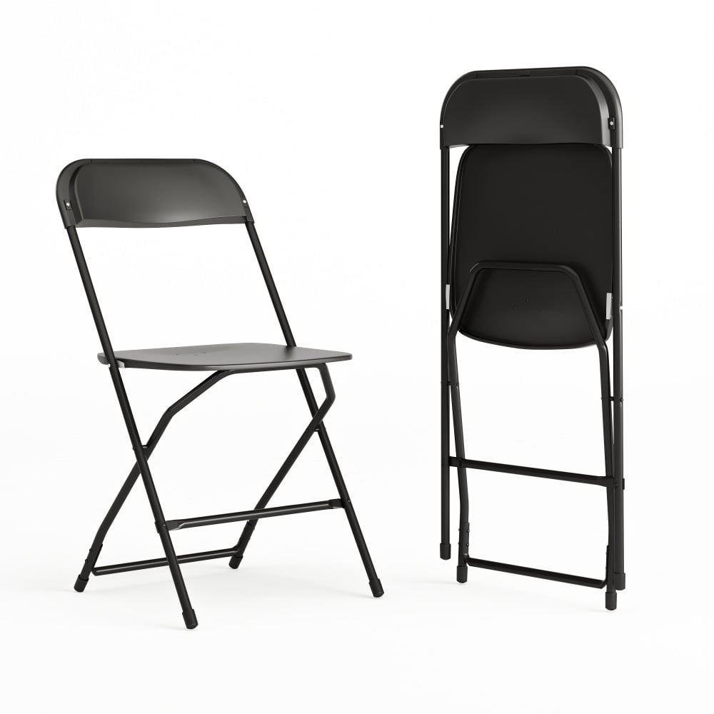 Flash Furniture Hercules Plastic Folding Chairs With 650-lb Capacity, Black, Set Of 2 Chairs MPN:2LEL3BLACK