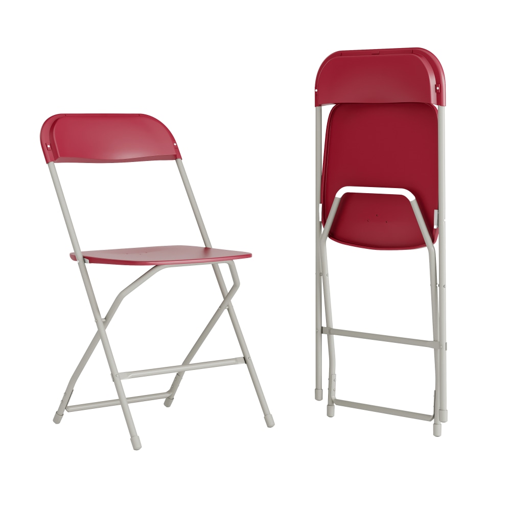 Flash Furniture Hercules Plastic Folding Chairs With 650-lb Capacity, Red/Gray, Set Of 2 Chairs MPN:2LEL3RED