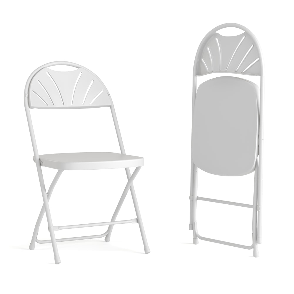 Flash Furniture HERCULES Series 650-lb Capacity Plastic Fan Back Folding Chairs, White, Set Of 2 Chairs MPN:2LEL4WHITE