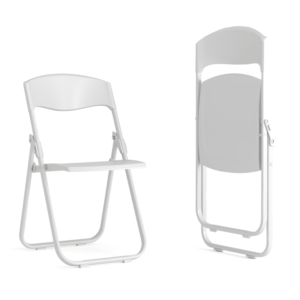 Flash Furniture HERCULES 500-lb Capacity Heavy-Duty Plastic Folding Chairs With Ganging Brackets, White, Set Of 2 Chairs MPN:2RUTIWHITE