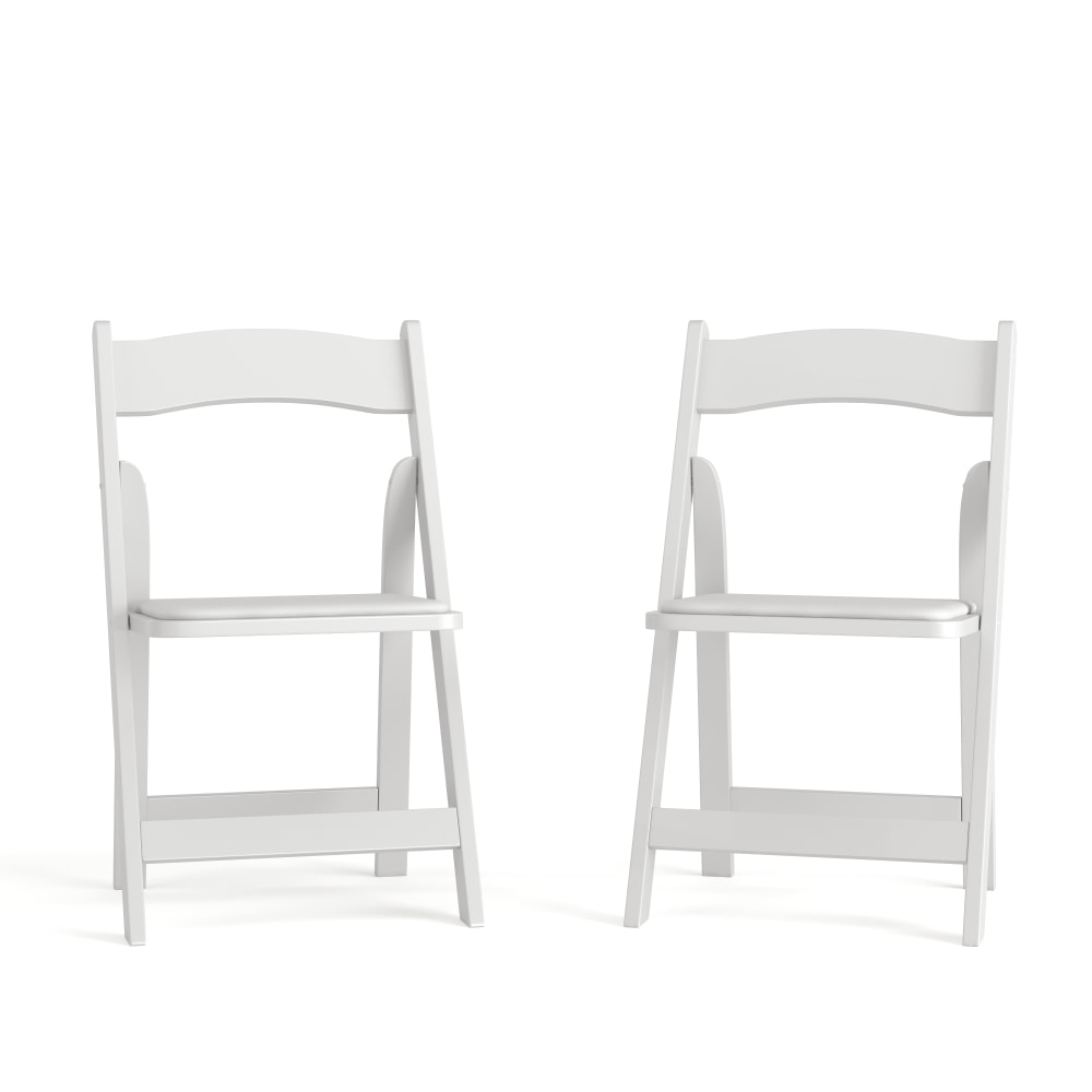 Flash Furniture HERCULES Series Wood Folding Chairs With Vinyl Padded Seats, White, Pack Of 2 Chairs MPN:2XF2901WHWOOD
