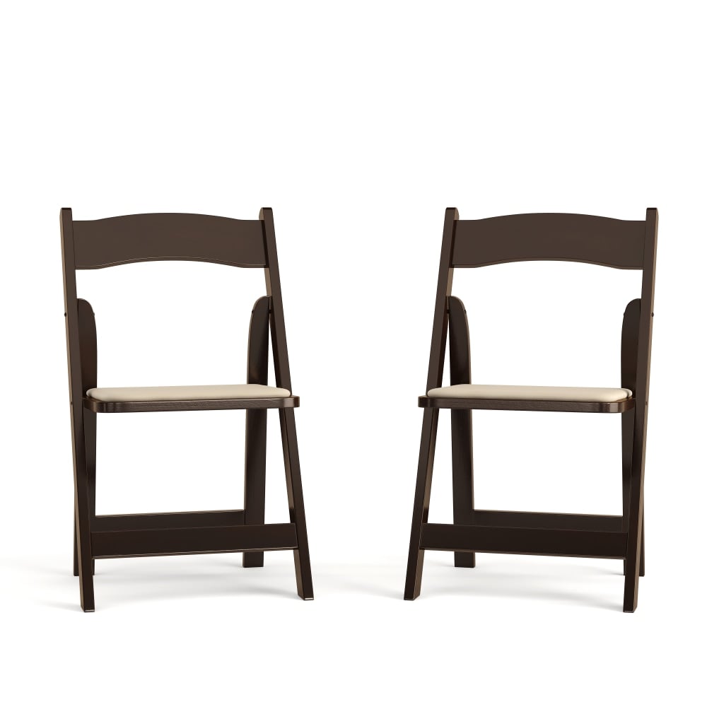 Flash Furniture HERCULES Series Wood Folding Chairs With Vinyl Padded Seats, Fruitwood, Pack Of 2 Chairs MPN:2XF2903FRUITWD