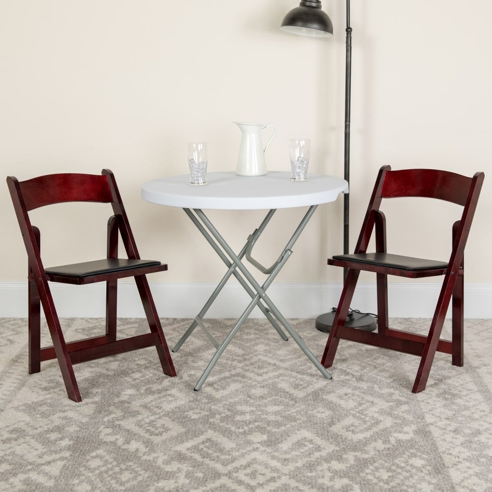 Flash Furniture HERCULES Series Wood Folding Chairs With Vinyl Padded Seats, Mahogany, Pack Of 2 Chairs MPN:2XF2903MAHWOOD