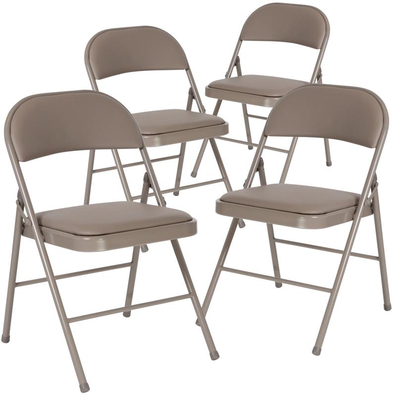 Flash Furniture Hercules Double-Braced Vinyl Folding Chairs, Set Of 4 Folding Chairs, Gray MPN:4HAF003DGY