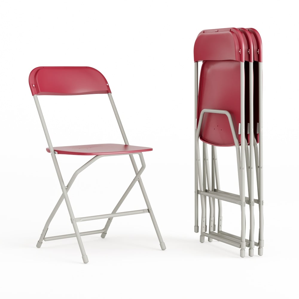 Flash Furniture Hercules Series Folding Chairs, Red/Gray, Pack Of 4 Chairs MPN:4LEL3RED
