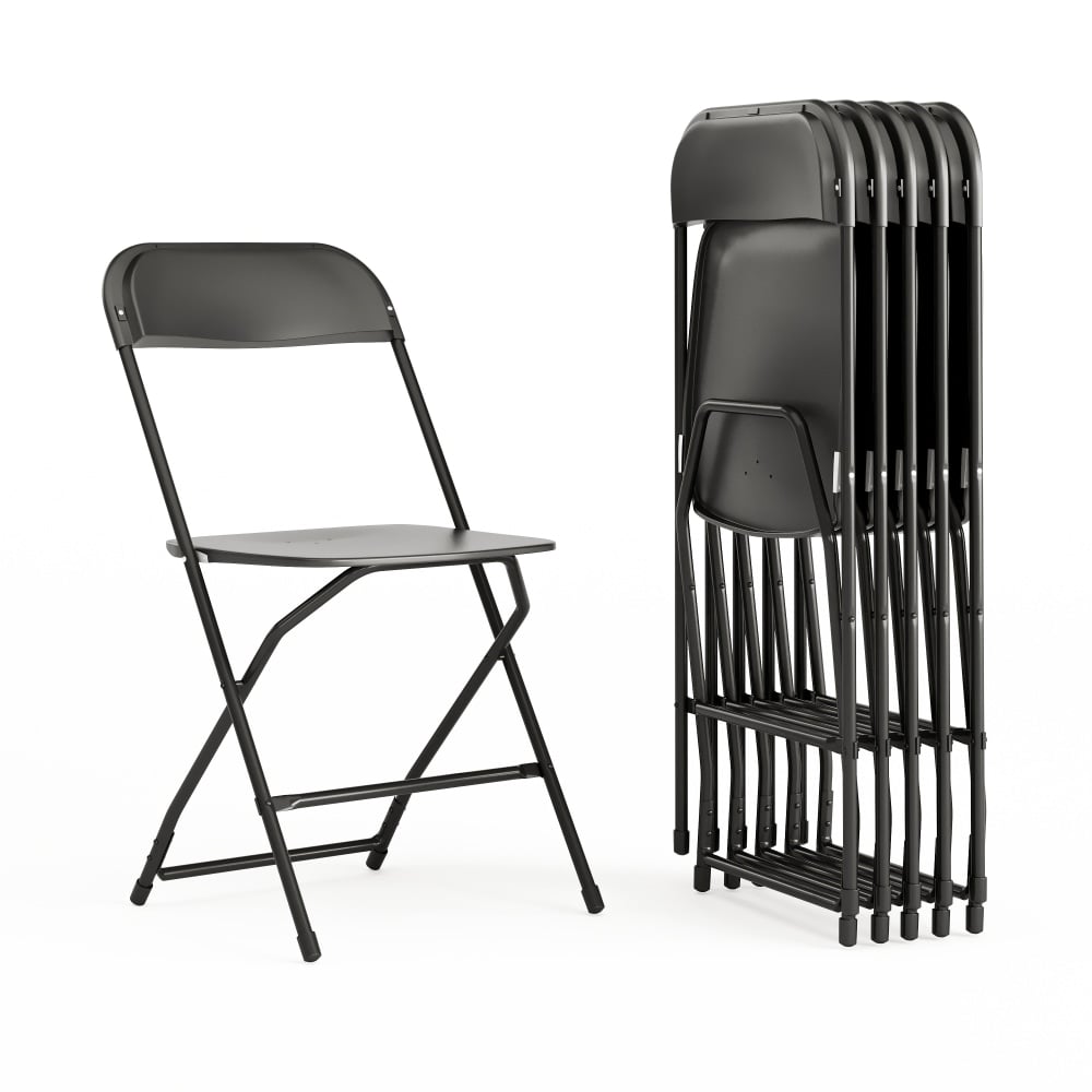 Flash Furniture Hercules Series Plastic Folding Chairs, Black, Set Of 6 Chairs MPN:6LEL3BLACK