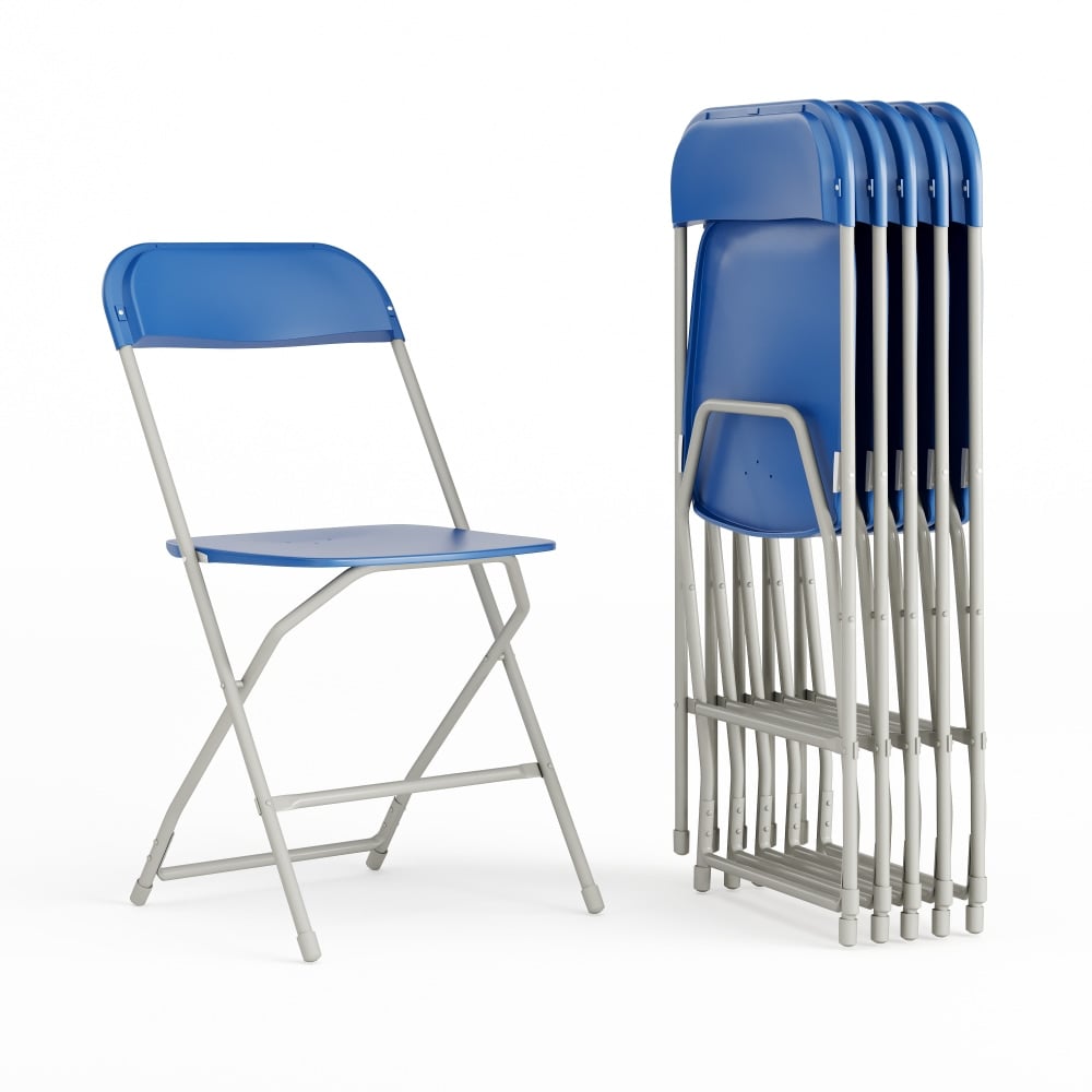 Flash Furniture Hercules Series Plastic Folding Chairs, Blue, Set Of 6 Chairs MPN:6LEL3BLUE