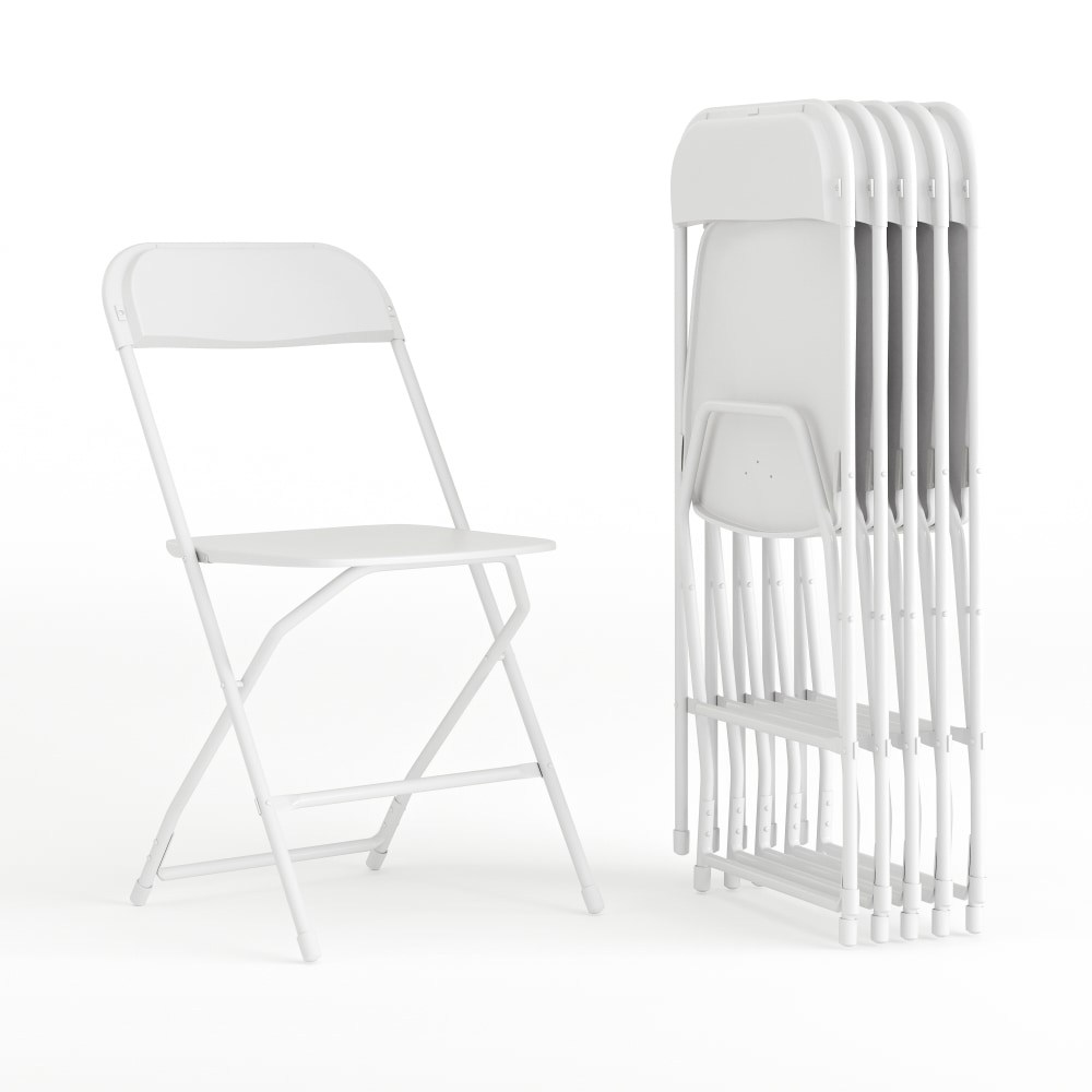 Flash Furniture Hercules Series Plastic Folding Chairs, White, Set Of 6 Chairs MPN:6LEL3WHITE