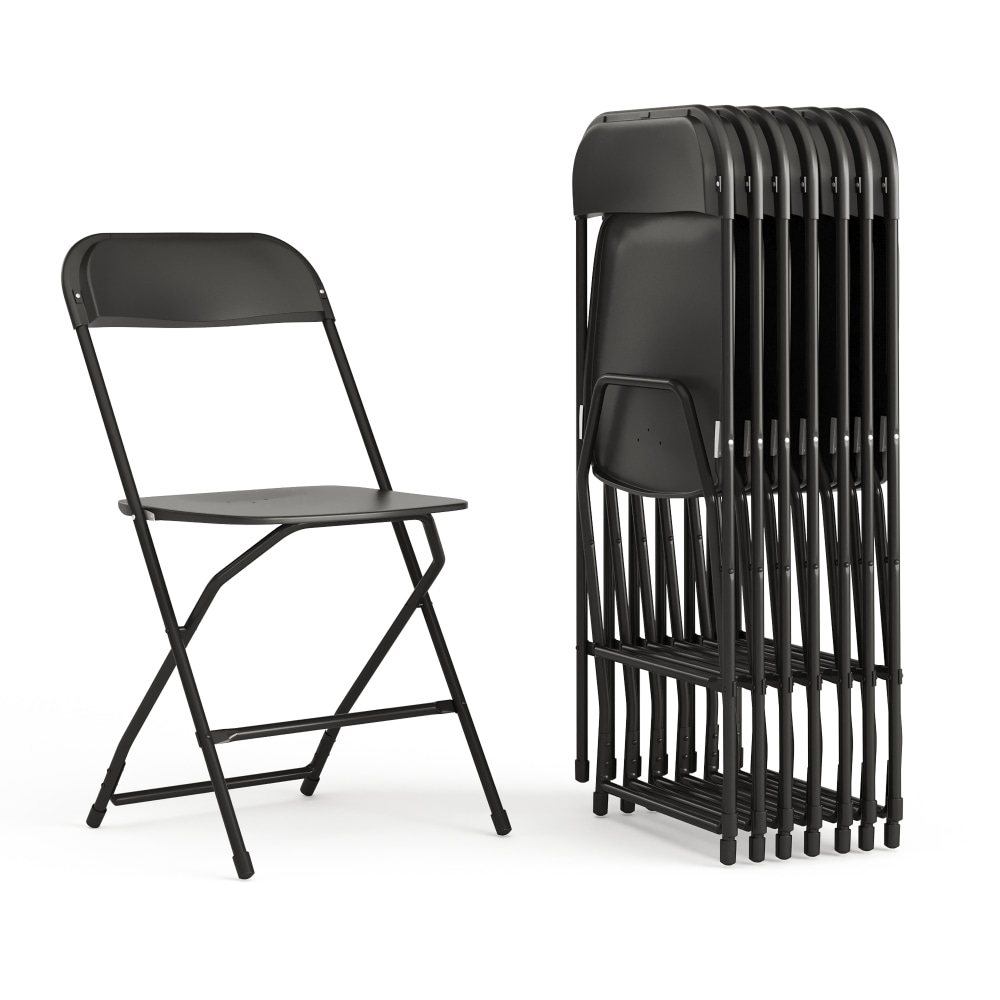 Flash Furniture Hercules Series Plastic Folding Chair - 8 Pack 650LB Weight Capacity, Black MPN:8LEL3BLACK
