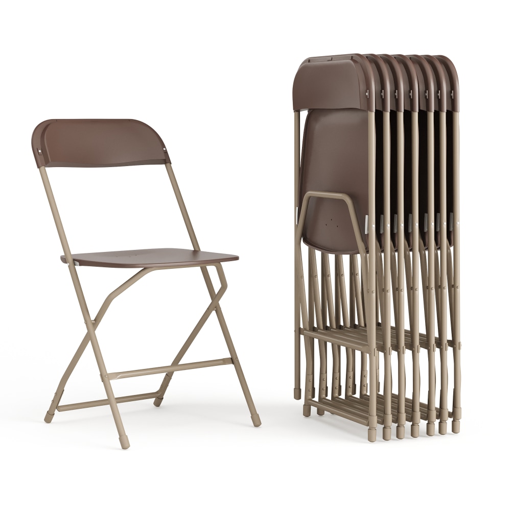 Flash Furniture Hercules Series Plastic Folding Chair - 8 Pack 650LB Weight Capacity, Brown MPN:8LEL3BRN