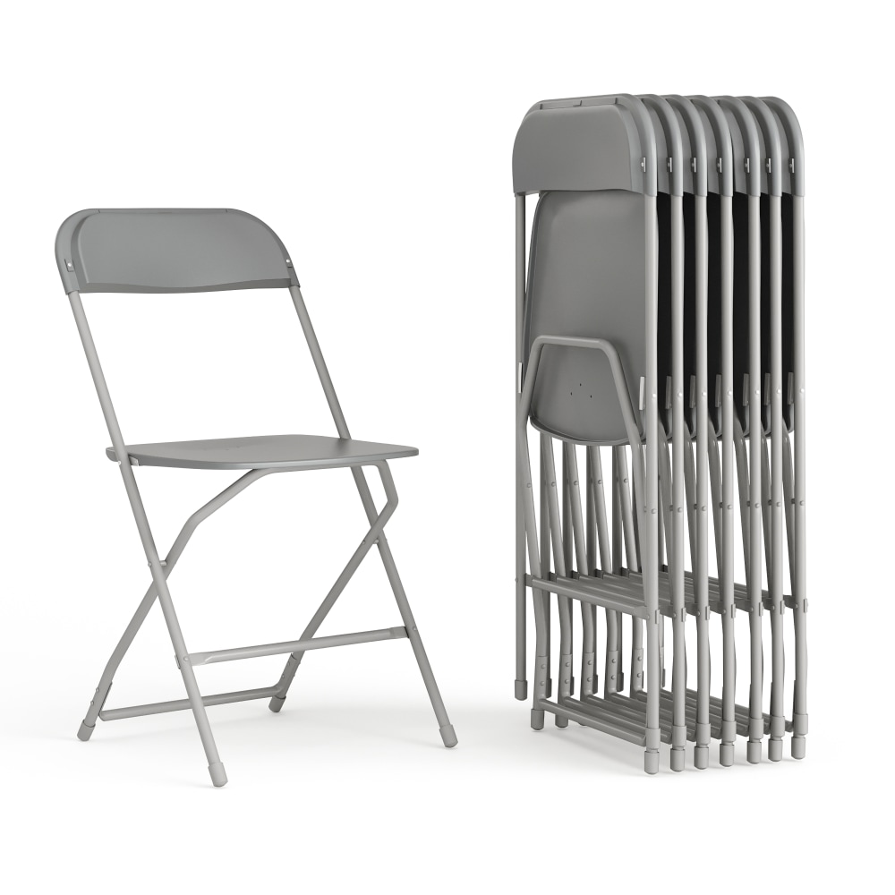 Flash Furniture Hercules Series Plastic Folding Chair - 8 Pack 650LB Weight Capacity, Grey MPN:8LEL3GREY