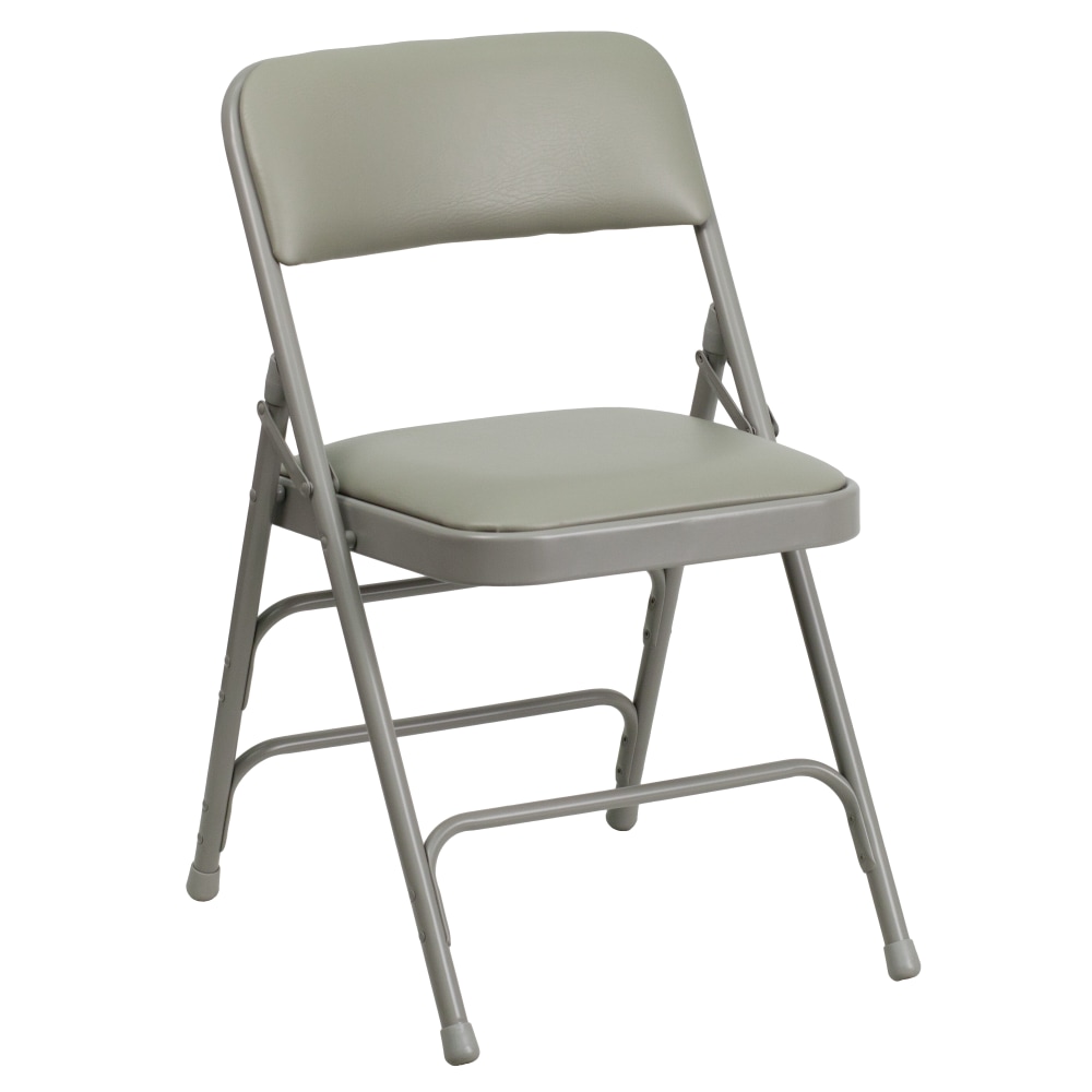 Flash Furniture HERCULES Vinyl Curved Triple-Braced Folding Chair, Gray MPN:HAMC309AVGY
