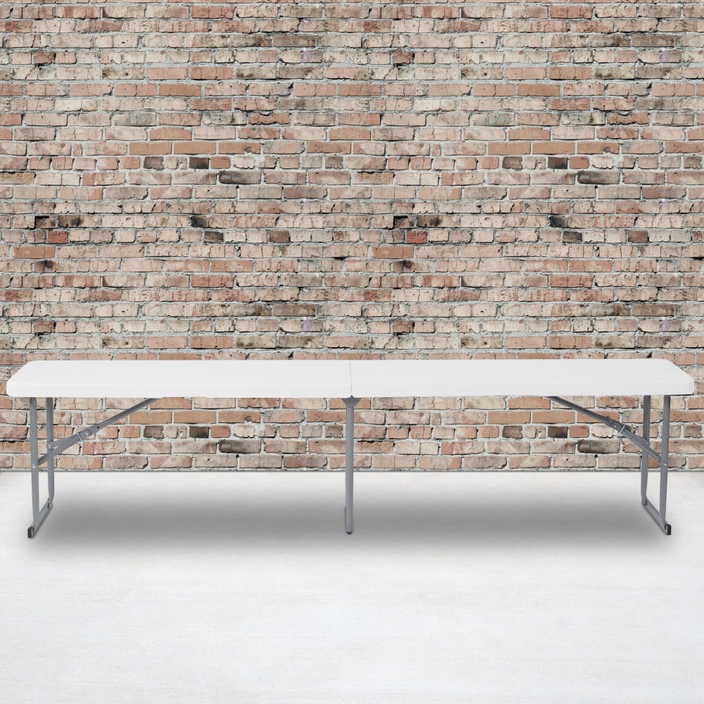 Flash Furniture Bi-Fold Plastic Bench With Carrying Handle, Gray/Granite White, RB1172FH MPN:RB1172FH