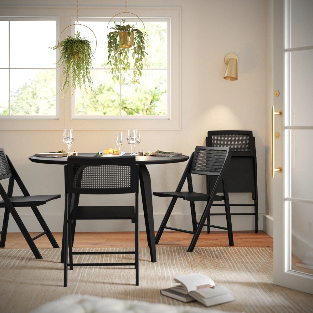 Flash Furniture Galene Folding Chairs, Natural/Black, Set Of 2 Chairs MPN:SK220905BLK