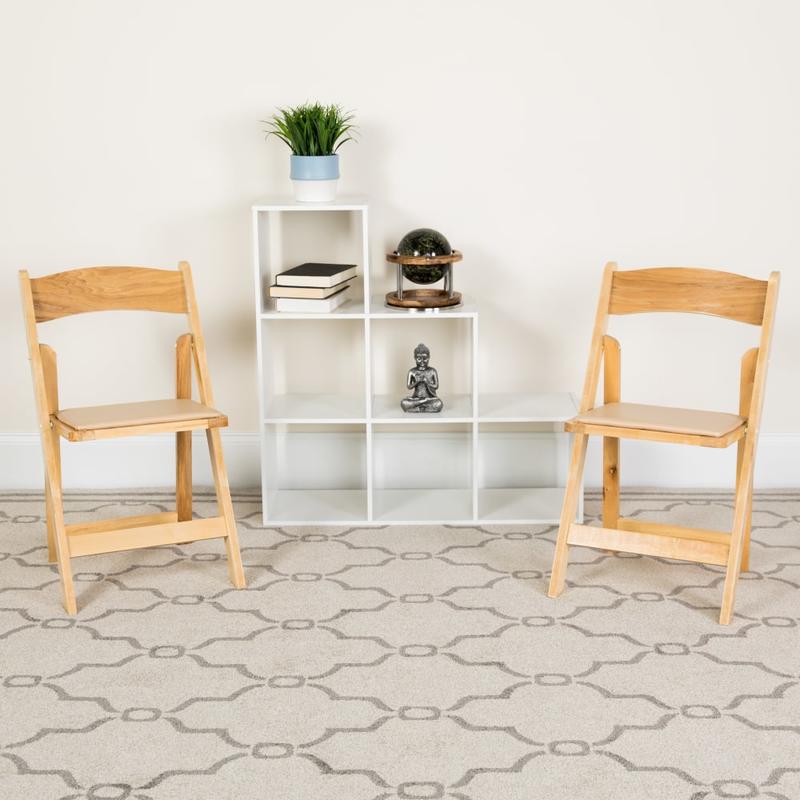 Flash Furniture HERCULES Wood Folding Chair With Vinyl Seat, Natural MPN:XF2903NATURAL