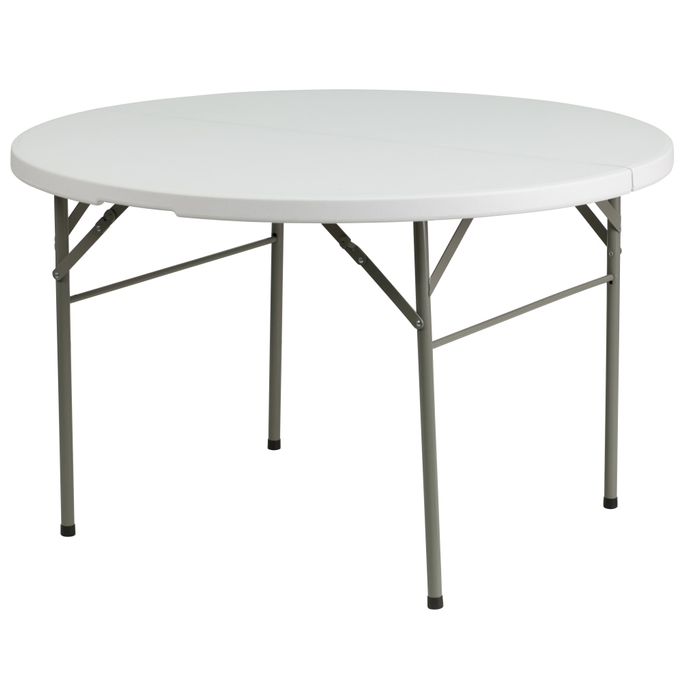 Flash Furniture Round Bi-Fold Plastic Banquet And Event Folding Table, 29-1/2inH x 47-3/4inW x 47-3/4inD, Granite White MPN:DAD122RZ