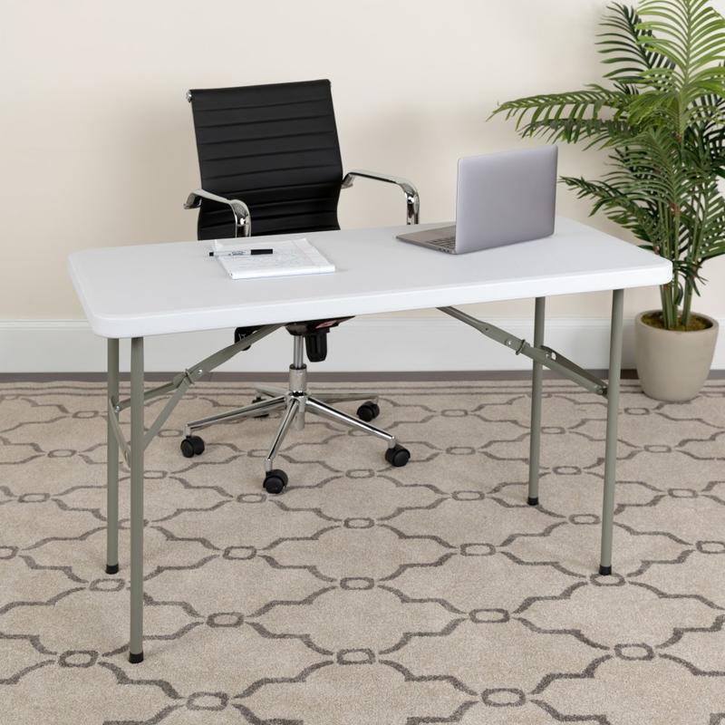 Flash Furniture Plastic Folding Table, 29inH x 24inW x 48-1/4inD, Granite White MPN:DADYCZ1222