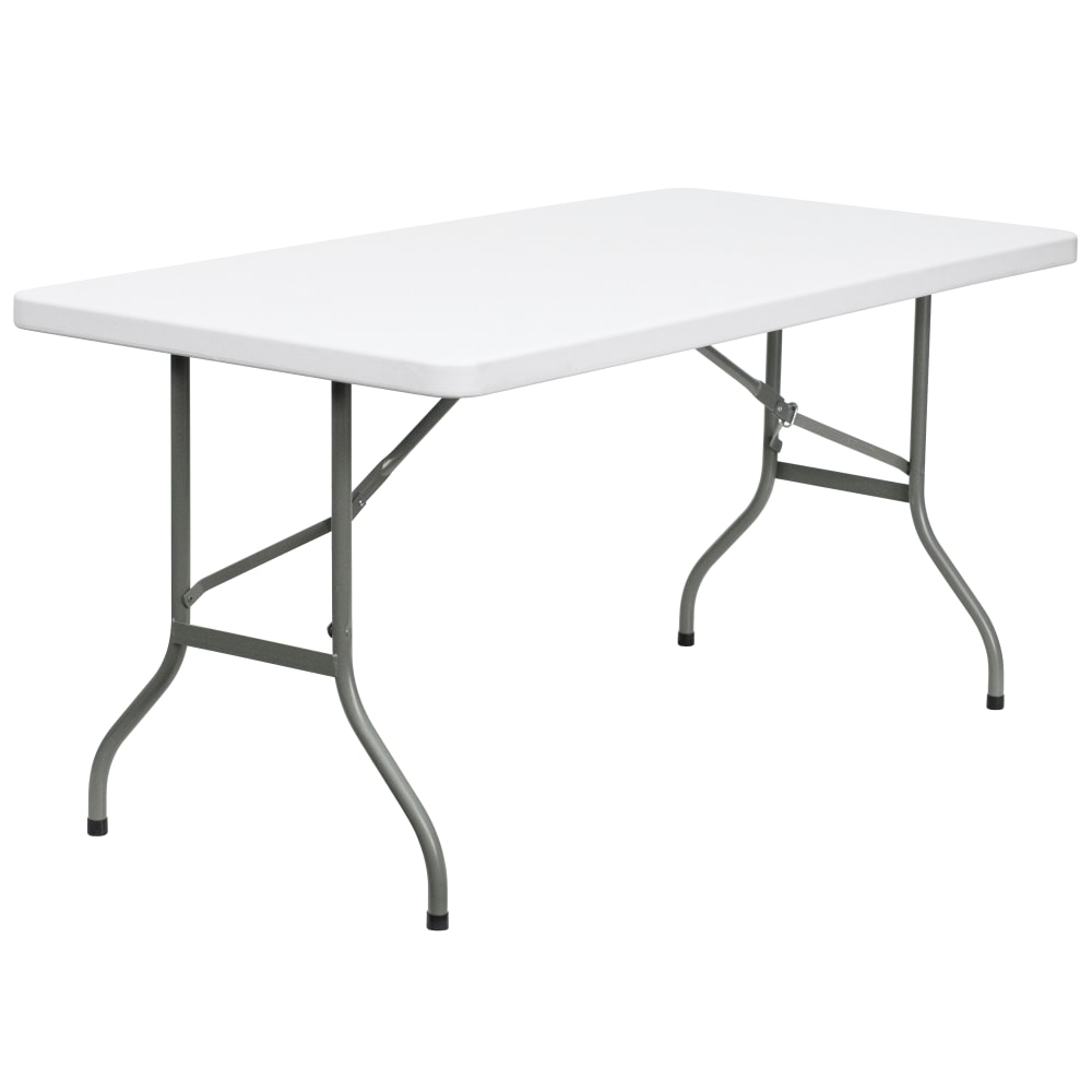 Flash Furniture Plastic Folding Table, 29inH x 30inW x 60inD, Granite White MPN:DADYCZ152