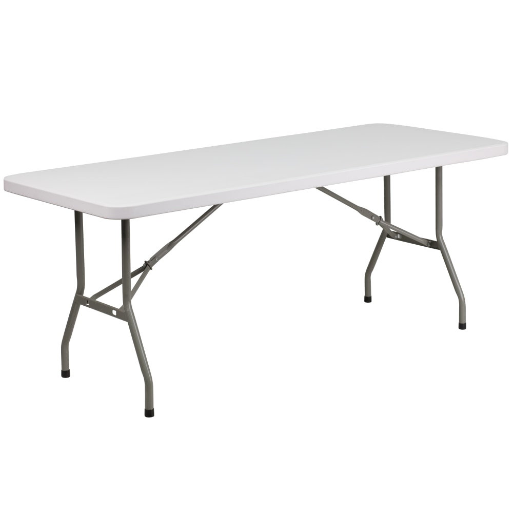 Flash Furniture Elon Plastic Folding Table, 29inH x 30inW x 72inD, Granite White MPN:DADYCZ183BGW