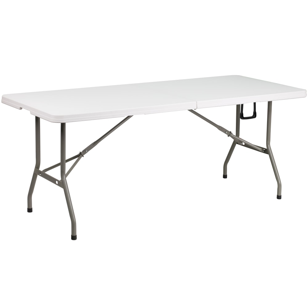 Flash Furniture Bi-Fold Plastic Banquet And Event Table, 29inH x 30inW x 72inD, Granite White MPN:DADYCZ183Z