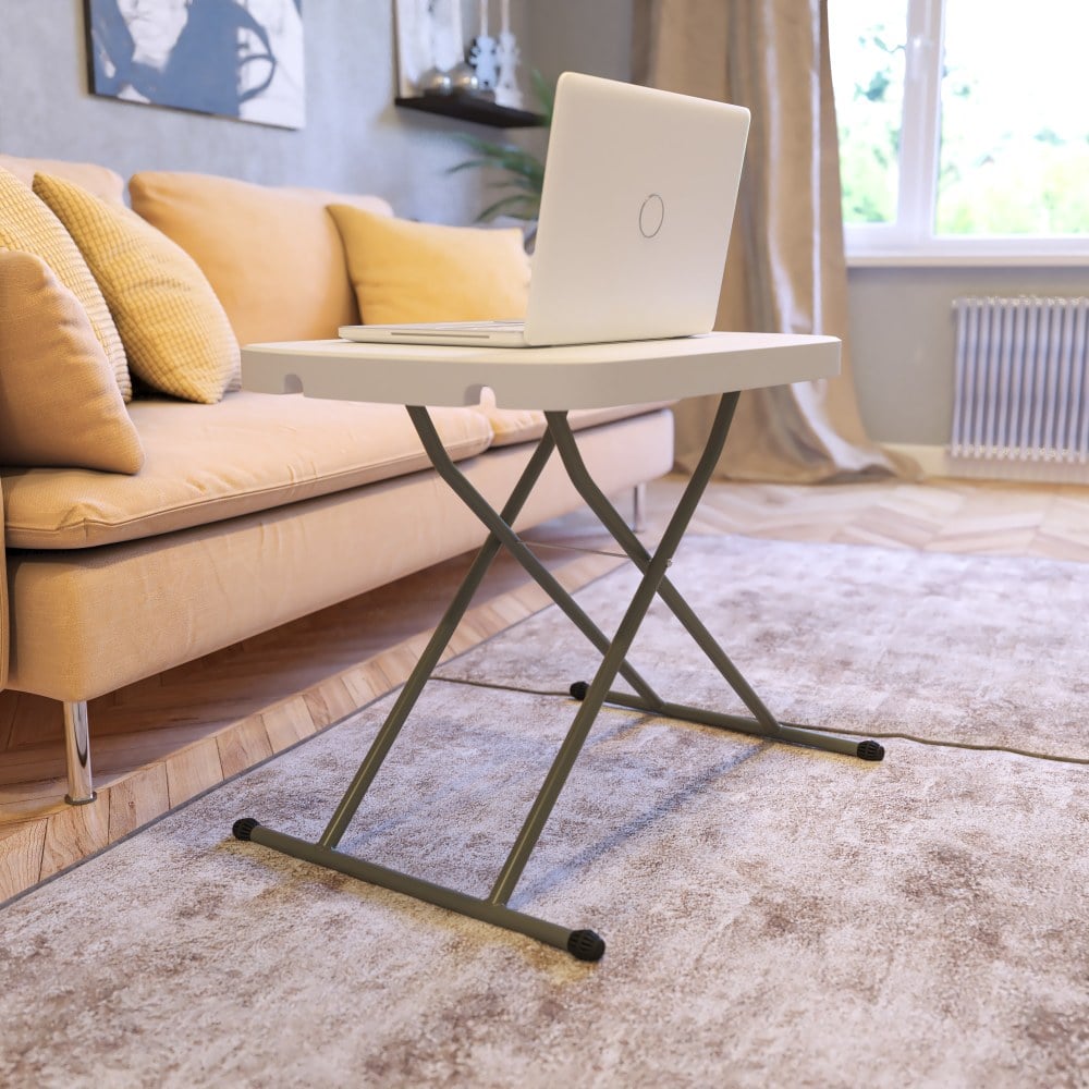Flash Furniture Indoor/Outdoor Plastic Folding Table, 27inH x 25-1/2inW x 17-3/4inD, Granite White/Gray MPN:DADYCZ66XGW