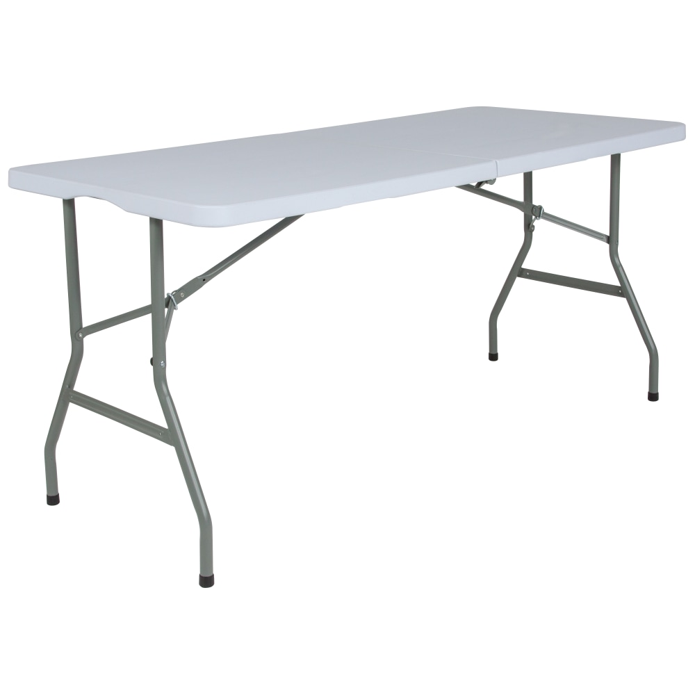 Flash Furniture Bi-Fold Plastic Banquet And Event Folding Table, 28-1/4inH x 27-1/4inW x 59-3/4inD, Granite White MPN:RB3060FHRES