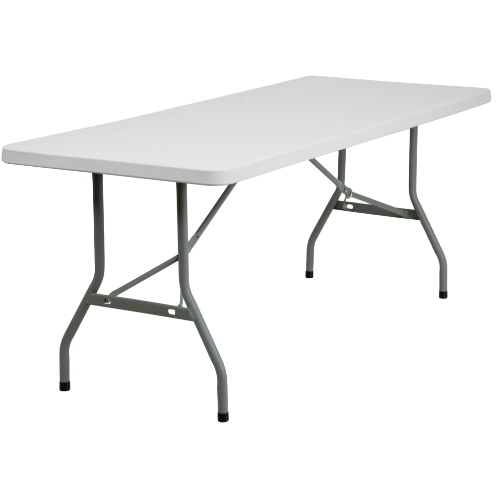 Flash Furniture Kathryn Plastic Folding Table, 29inH x 30inW x 72inD, Granite White MPN:RB3072