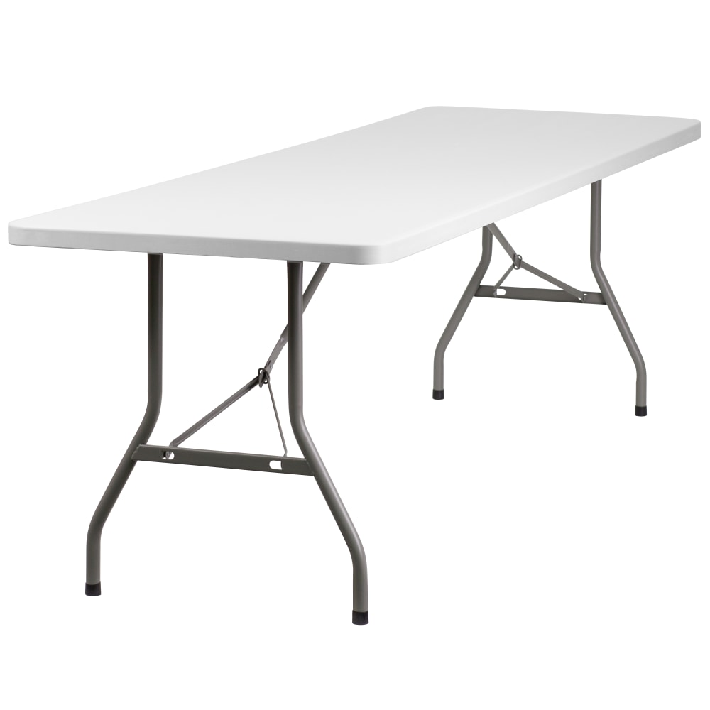Flash Furniture Kathryn Plastic Folding Table, 29inH x 30inW x 96inD, Granite White MPN:RB3096