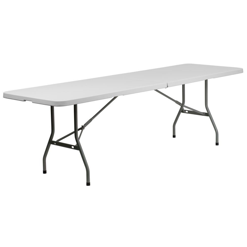 Flash Furniture Bi-Fold Plastic Banquet And Event Folding Table, 29inH x 30inW x 96inD, Granite White MPN:RB3096FH