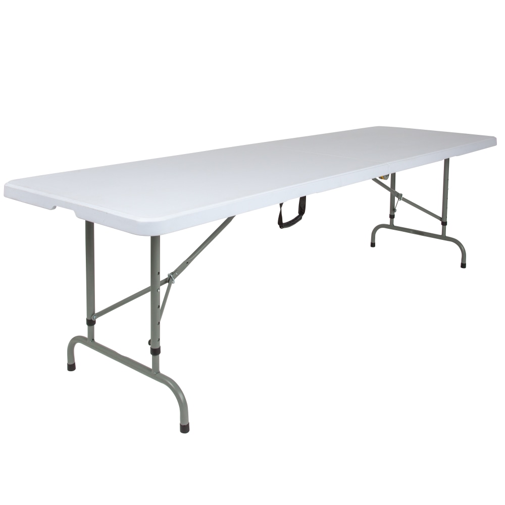 Flash Furniture Commercial Height-Adjustable Bi-Fold Plastic Banquet And Event Folding Table, 34inH x 29inW x 96inD, Granite White MPN:RB3096FHADJ