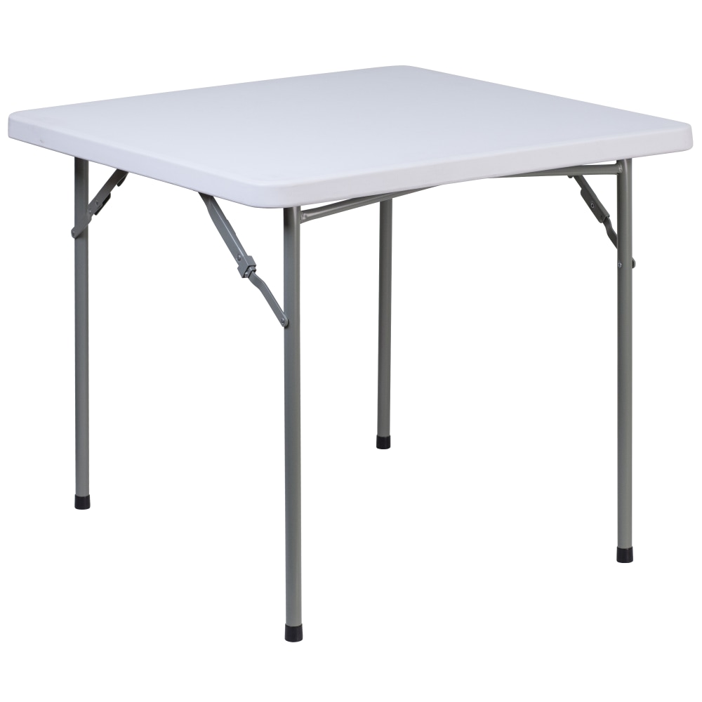 Flash Furniture Square Plastic Folding Table, 29inH x 33-3/4inW x 33-3/4inD, Granite White MPN:RB3434