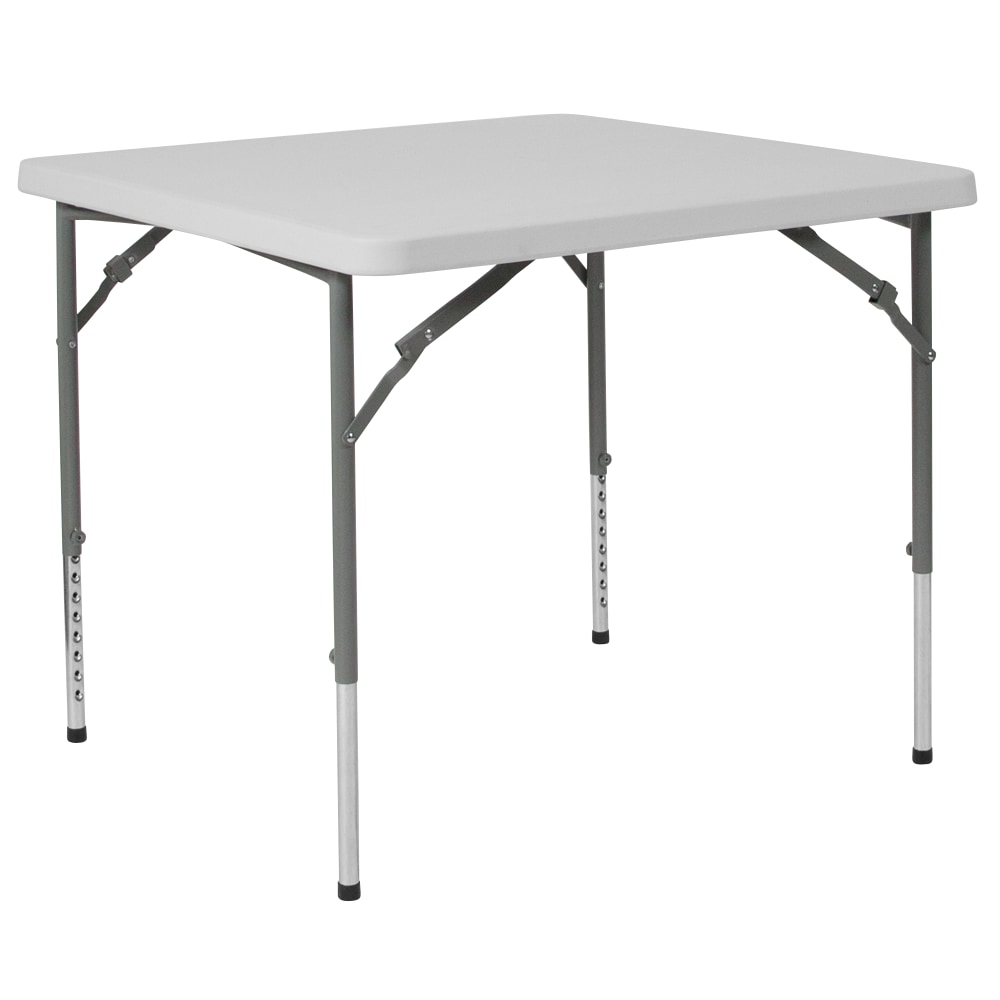 Flash Furniture Square Height-Adjustable Plastic Folding Table, 29inH x 33-1/2inW x 33-1/2inD, Granite White MPN:RB3434ADJ